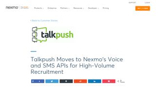 
                            9. Talkpush Moves to Nexmo's Voice and SMS APIs for High-Volume ...