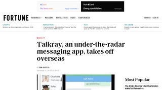 
                            5. Talkray, a popular messaging app, raises $5.3 million | Fortune