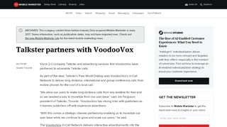 
                            9. Talkster partners with VoodooVox | Mobile Marketer