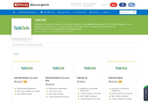
                            7. TalkTalk » Mobile Abos im Überblick » Handy Abovergleich