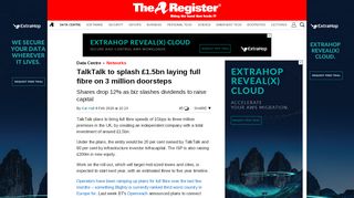 
                            12. TalkTalk to splash £1.5bn laying full fibre on 3 million doorsteps • The ...