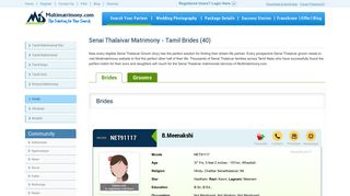 
                            8. Tamil Brides | Senai Thalaivar Matrimony | Hindu Matrimonial | Brides