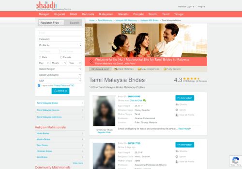 
                            6. Tamil Malaysia Brides - Shaadi.com