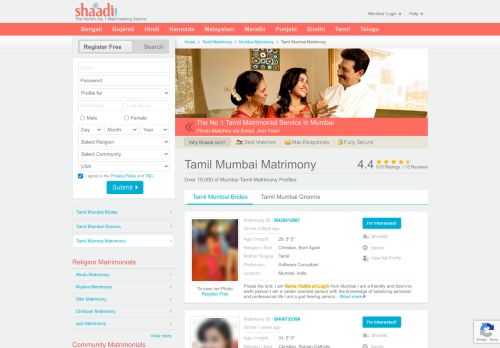 
                            10. Tamil Matrimonials - No.1 Site for Mumbai Tamil Matrimony and ...