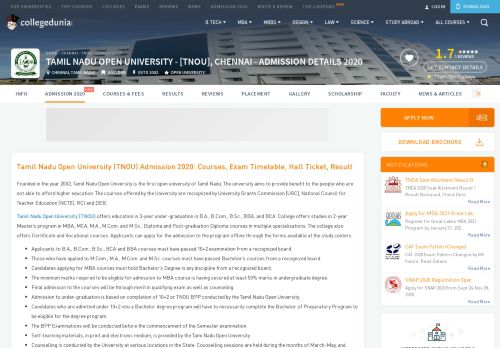 
                            8. Tamil Nadu Open University - [TNOU] Admission 2019: Courses and ...