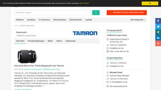 
                            10. TAMRON Europe GmbH, Köln - Newsroom: Pressemitteilungen ...