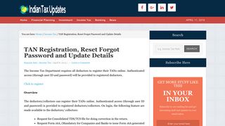 
                            6. TAN Registration, Reset Forgot Password and Update Details
