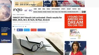 
                            4. TANCET 2017 Result Link activated: Check results for MBA, MCA ...