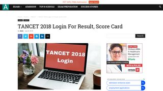 
                            7. TANCET 2018 Login For Result, Score Card | MBA India