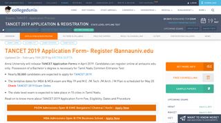 
                            1. TANCET 2019 Application Form: Online Registration @annauniv.edu