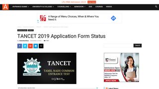 
                            2. TANCET 2019 Application Form Status | AglaSem Admission