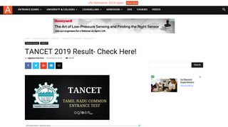 
                            8. TANCET 2019 Result- Check Here! | AglaSem Admission