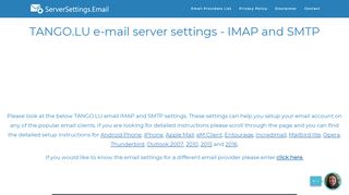 
                            11. TANGO.LU e-mail server settings - IMAP and SMTP
