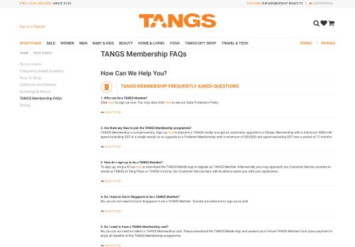 
                            3. TANGS Membership FAQs | TANGS Singapore