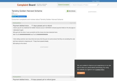 
                            12. Tanishq Golden Harvest Scheme Complaints