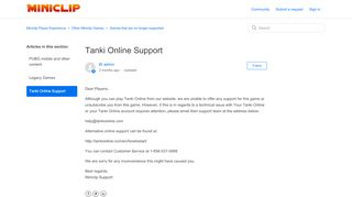 
                            9. Tanki Online Support – Miniclip Player Experience