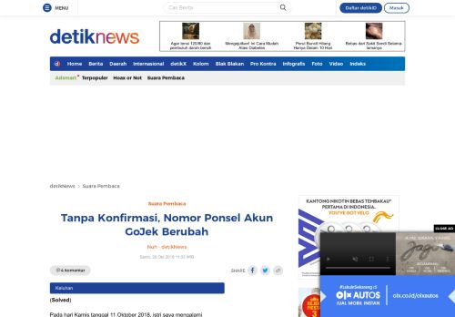 
                            8. Tanpa Konfirmasi, Nomor Ponsel Akun GoJek Berubah - detikNews