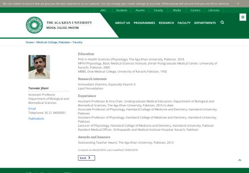 
                            11. Tanveer Jilani - Faculty Profile | MC, PK | The Aga Khan ...