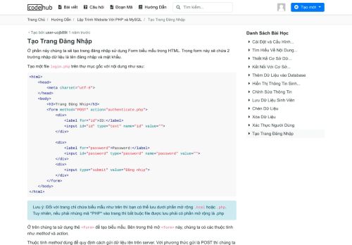 
                            1. Tạo Trang Đăng Nhập - CodeHub.vn