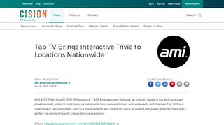 
                            5. Tap TV Brings Interactive Trivia to Locations Nationwide - PR Newswire