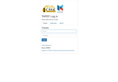 
                            9. Tapef Trainee Login - ICPAK