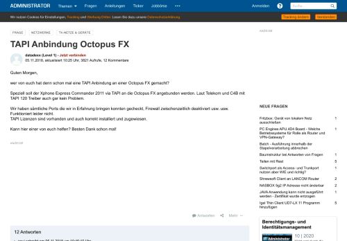 
                            12. TAPI Anbindung Octopus FX - Administrator