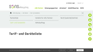 
                            12. Tarif- und Geräteliste für vRG-Partner – SENS eRecycling