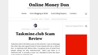 
                            1. Taskmine.club Scam Review – Online Money Don