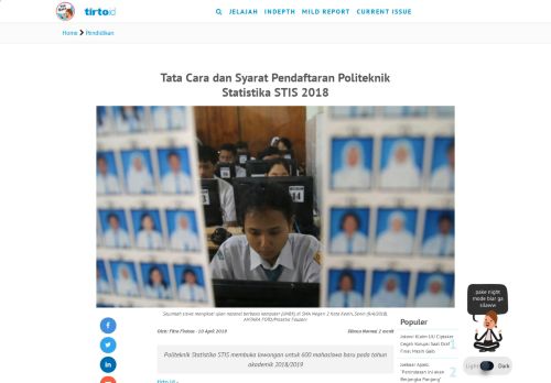
                            12. Tata Cara dan Syarat Pendaftaran Politeknik Statistika STIS 2018 - Tirto