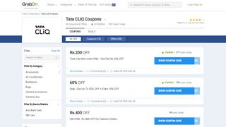 
                            5. Tata CLiQ Coupons & Offers | Up to 80% + ₹400 OFF Code | Feb 2019