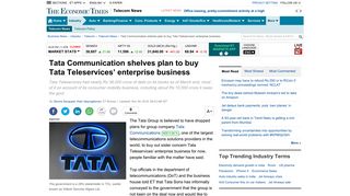 
                            8. Tata Communication shelves plan to buy Tata Teleservices' enterprise ...