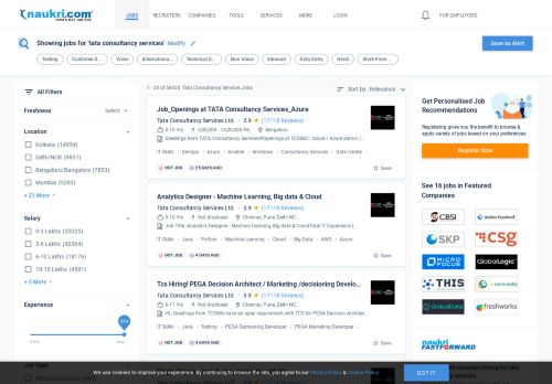 
                            8. Tata consultancy services Jobs - Naukri.com