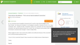 
                            12. Tata Indicom Broadband — Poor service tata broadband connection