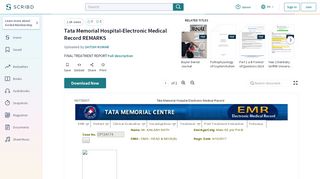 
                            2. Tata Memorial Hospital-Electronic Medical Record