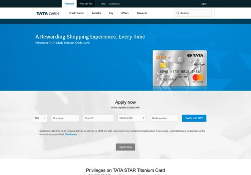 
                            3. TATA STAR Titanium Card - Features and Benefits | Tata Card