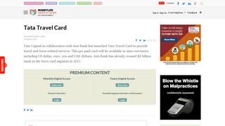 
                            5. Tata Travel Card - Moneylife