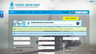 
                            8. Tatkal Made Easy - Automate your IRCTC TATKAL ticket booking