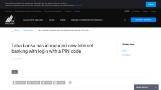 
                            13. Tatra banka has introduced new Internet banking with login with a PIN ...