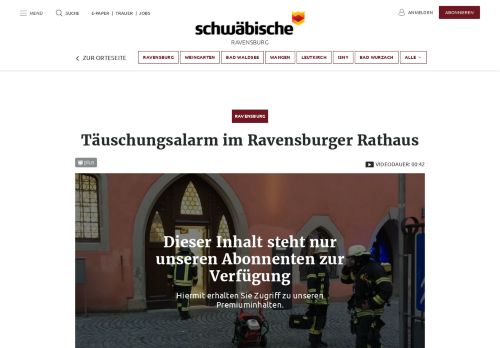 
                            12. Täuschungsalarm im Ravensburger Rathaus - Schwäbische Zeitung