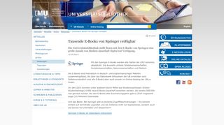 
                            10. Tausende E-Books von Springer verfügbar - Universitätsbibliothek der ...