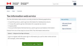 
                            9. Tax information web service - Canada.ca