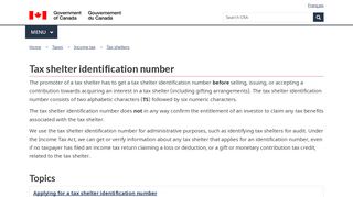 
                            6. Tax shelter identification number - Canada.ca