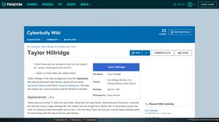 
                            9. Taylor Hillridge | Cyberbully Wiki | FANDOM powered by Wikia