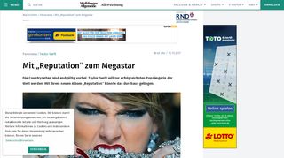 
                            9. Taylor Swift - Mit „Reputation“ zum Megastar – WAZ/AZ-online.de