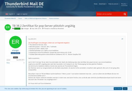 
                            13. TB 38.2 Zertifikat für pop-Server plötzlich ungültig - Konten ...