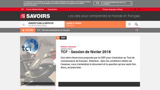 
                            6. TCF - Session de février 2018 | RFI SAVOIRS