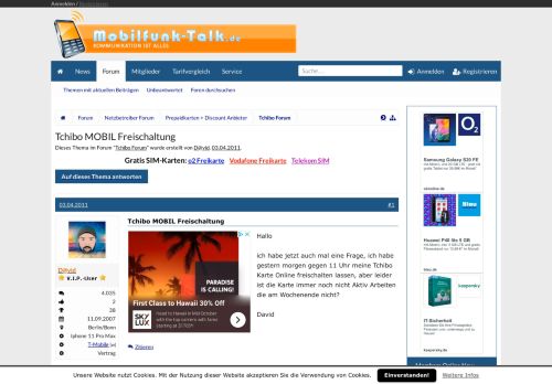 
                            10. Tchibo MOBIL Freischaltung | Handy Forum - Mobilfunk-Talk