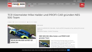 
                            12. TCR Vizemeister Mike Halder und PROFI-CAR gründen NES 500 Team
