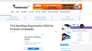 
                            9. TCS NextStep Registration 2018-19 for Freshers Graduates