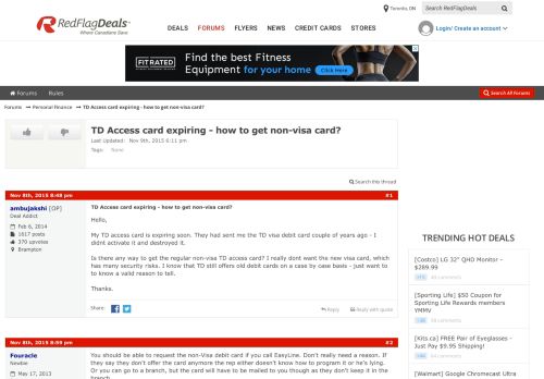 
                            12. TD Access card expiring - how to get non-visa card? - RedFlagDeals ...